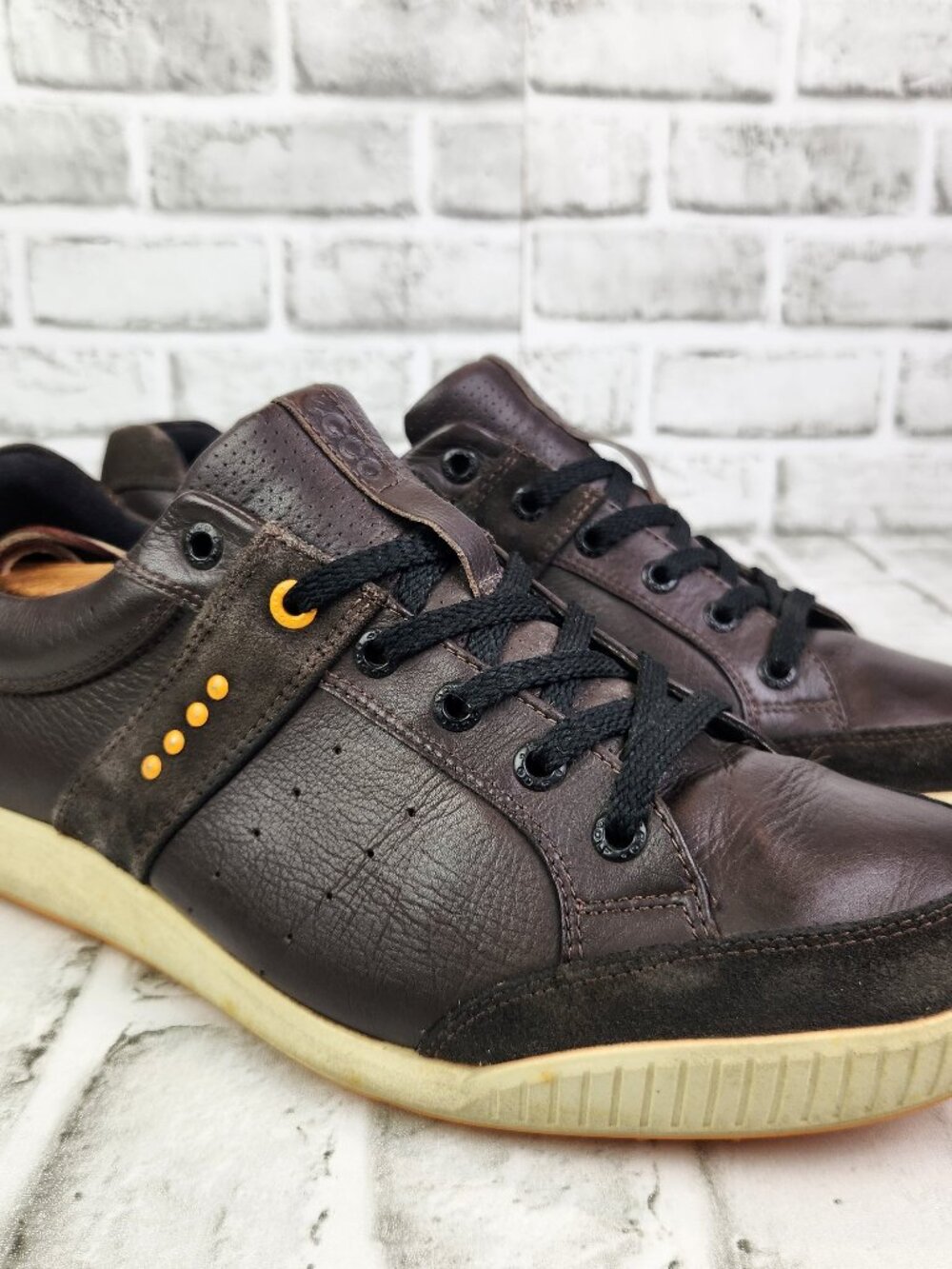ECCO Street Premiere Men's US 10/10.5 EU 44 Leather Brown Spikeless Golf Shoes
